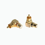 WLGQ Adaptateur RCA à 90 degrés, connecteur coudé RCA mâle et Femelle, Adaptateur à Angle Droit plaqué Or pour amplificateur Hi - FI Audio stéréo ou vidéo AV (2 PCS)