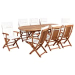 Ensemble de Jardin en Bois d'Acacia 8 Places Table et Chaises Pliantes avec Cou