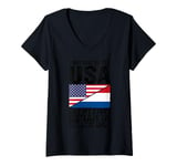 Womens I may life in USA but my story began in netherlands dutch V-Neck T-Shirt