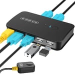 KVM Switch pour 2 PC, 4K@30Hz, 3 USB 2.0, Rybozen KVM HDMI 2 écrans, Switch KVM HDMI 4K et 3 USB Device, 2 Câbles KVM Inclus