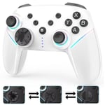 Cehensy Manette Switch Sans Fil pour Nintendo Switch/Lite/OLED/PC, Manette Switch Pro avec LED RGB 9 Couleurs,Batterie 950 mAh,Programmable,Wake Up,Turbo,6 Axis Gyro,Dual Vibration,Blanc