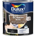 Ecran+ bois - Peinture satinée pour bois extérieur - Volets, portes, fenêtres, portails - Noir 0,5 l Dulux Valentine Noir