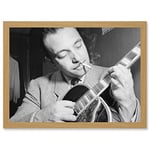 Artery8 Vintage Photo Music Legend Guitar Player Django Reinhardt Black & White A4 Artwork Framed Wall Art Print