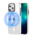 S. Dawezo Coque Magnétique pour iPhone 13 Pro 6,1 Pouces, Compatible avec Magsafe, Anti-jaunissement, Anti-Rayures, Anti-Choc, Coque Anti-Empreinte Digitale pour iPhone 13 Pro, Blanc