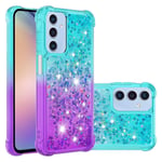 SKALO Samsung A16 Juoksuhiekka Glitter Sydämet TPU kuori - Turkoosi-Violetti