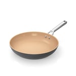 Ninja Extended Life 28 cm Ceramic Frying Pan, Non-Stick, No PFAs, PFOAs, Lead or Cadmium, Induction Compatible, Stainless Steel Handle, Oven Safe, Grey and Terracotta, CW90028EUUKDB