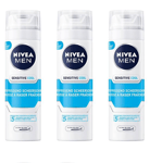 3X Nivea Men Shaving Foam 200ml Sensitive Cool, 0% Alcohol