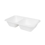 GREENBOX Lot de 50 coupelles de table en canne à sucre en 2 parties - 1000 ml - 50 boîtes compostables en bagasse - Biodégradables - Boîtes à repas de qualité supérieure - Vaisselle blanche carrée