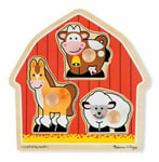 MELISSA & DOUG Large Barnyard Animals Jumbo Knob Wooden Puzzle 3 Piece 12054 NEW