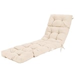 GRAFFY Coussin de Chaise Longue, 183 x 55,9 x 10,2 cm avec 4 Attaches – Coussin épais avec Design imperméable – pour extérieur et intérieur (Beige)