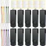 Cle USB 4 Go Lot de 10 USB 2.0 Clé USB Uflatek Flash Drive Rotative Clef USB Noir Mémoire Stick Métal Flash Drive avec Cordes