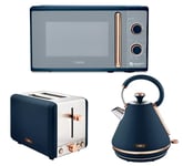 Tower Cavaletto Pyramid Kettle 2 Slice Toaster & 20L Microwave Set-Midnight Blue