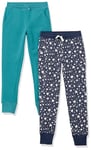 Amazon Essentials Girls' Joggers, Pack of 2, Navy Stars/Teal Green, 4 Years