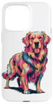 iPhone 15 Pro Max Cute Colorful Golden Retriever Dog Art for Pet Lovers Case