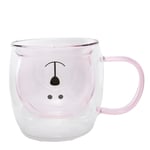 lachineuse - Tasse Ours Mignon Rose - Verre Double Paroi - Munie d'une Anse - Contenance 275 ml - Tasse Café, Thé, Chocolat Chaud, Cappuccino - Mug Déco Japonaise - Idée Cadeau Japon Asie