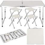 Table de camping pliante et 4 chaises - SPRINGOS - hauteur réglable 60 x 120 cm