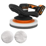 WORX - Polisseuse orbitale sans fil 20V - Plaque ⌀ 254 mm - Moteur Puissant - Design Compact et Ergonomique - Avec 2 Bonnets de Haute Qualité - Livrée Avec Batterie et Chargeur - WX856