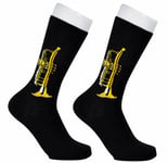 THE TIE STUDIO - Trumpet (Music Instrument) on Black Men's Novelty Socks