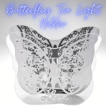 NEW Always and Forever Butterflies Shaped Glass Tea Light Holder "LOVE"- Silver