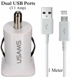 Dual Port 3.1A Car Charger Plug Micro USB Cable For Samsung Galaxy & all Phones