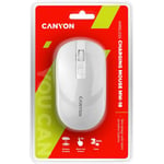 CANYON MW-18, 2,4 GHz:n langaton ladattava hiiri Pixart-anturilla, 4 näppäintä, hiljainen kytkin oikealle/vasemmalle näppäimelle, Lisää NTC DPI: 800/1200/1600, Max. käyttö 50 tuntia kerralla täyteen ladattuna, 300 mAh Li-poly-akku, Pearl-White, kaapelin p