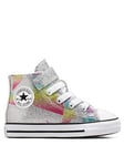 Converse Chuck Taylor All Star Prism Glitter 1V Infant Hi Top Trainers - Silver