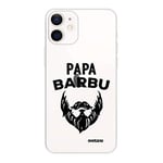 Evetane Coque Compatible avec iPhone 12 Mini Souple Silicone Solide Ultra Resistant Fine Protection Housse Etui Transparente Papa Barbu Motif Tendance