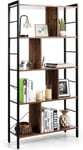 Bibliotheque Etagere de Rangement a 5 Niveaux, Style Industriel, Meuble de Rangement sur Pieds, Cadre Metallique,74x30x155CM