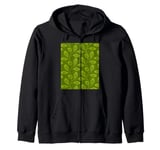 Climbing Vine Leaves In Dusty Olive On Green Zip Hoodie