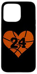 iPhone 15 Pro Max Basketball Number 24 Jersey Funny Basketball Heart Game Day Case