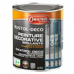 Peinture décorative antirouille RUSTOL DECO brillante au RAL 0,75L multi supports OWATROL - RAL: 5008 Bleu gris