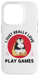 iPhone 14 Pro Kawaii Penguin I Just Really Love Cute Play Games Lover Case