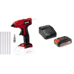 Einhell Pistolet à colle sans fil TE-CG 18 Li - Solo Power X-Change (lithium-ion, prêt à l’emploi en 120 secondes, avec 5 bâtons de colle + embout plat) avec Chargeur et Batterie 2,5Ah