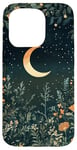 iPhone 15 Pro Night Forest Dark Cottagecore Crescent Moon Botanical Case