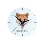 Shiba Inu - en geometrisk väggklocka med ett foto och en inskription från märket Art-Dog