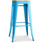 Tabouret de Bar - Design Industriel - Acier & Bois - 76cm - Stylix Turquoise