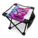 liang4268 Tabouret de Camping Portable Folding Camping Chair Lovely Cat Painting Lightweight Collapsible Stool for Hiking Fishing Travelling Gardening Outdoor 12 inch