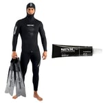 SEAC Homme Seac Royal Combinaison en néoprène de 5 mm d épaisseur pour la plongée apnée composée Une salop, Noir, M EU + Seac Colle Neoprene Kit de Reparation