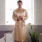 Casual Kimono Peignoir Surdimensionné 3XL Hommes Robe en Satin D'Été Rayonne À Manches Longues Maison Vêtements Homme Chemise De Nuit Col en V Vêtements De Nuit Livraison Gratuite