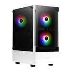 GAMDIAS TALOS E3 Boîtier PC de Jeu Blanc, boîtier ATX de Taille Moyenne, Panneau en Verre trempé, 3 Ventilateurs ARGB intégrés de 120 mm, fenêtre d'installation sans Outil, Prend en Charge Les Cartes