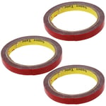 3X Rouleau de AdhéSif Super Collant Double Permanent Fort pour Voiture VéHicule, Rouge 12MM x