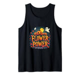 Flower Power Halloween Hippie Floral 1960's Pumpkin Ghost Tank Top