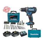 Makita - Perceuse visseuse 18V 62Nm DDF482 + 2 batt 3 Ah + Coffret 34 accessoires de perçage vissage maccess Edition Limitée