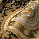 Versace Home Wallpaper 387055 Papier peint floral Doré/noir/argenté Motif cercles 10,05 x 0,70 m Fabriqué en Allemagne