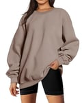 Timuspo Pull femme surdimensionné manches longues polaire col rond sweat-shirt automne hiver femmes filles vêtements ample hauts, marron clair, L