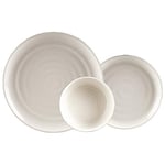 Carnaby CRM1232 ' Pimlico' 12PC Ripple Black and Cream Stoneware Set, Includes 4 x 10.5 Dinner, 4 x 7.5 Side Plates and 4 x 5.5 Bowls-(Black & Cream)