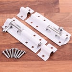 WHITE TOWER BOLT 2x Small 4" 100mm Straight Garden Outdoor Shed Gate Latch Lock