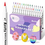 Arrtx marqueur Acrylique, 30 Couleurs peinture, Feutre, Stylos pinceaux pour Roche, œuf de Pâques, Bois, métal, Plastique, Verre, Toile - Non toxique, sans odeur