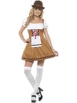 Smiffys Bavarian Beer Maid Costume, Brown with Short Dress & Attached Apron, Oktoberfest Fancy Dress, Adult Dress Up Costumes