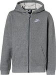 NIKE Unisex Kids B Nsw Hoodie Fz Club Sweatshirt, Carbon Heather/Smoke Grey/(White), S UK